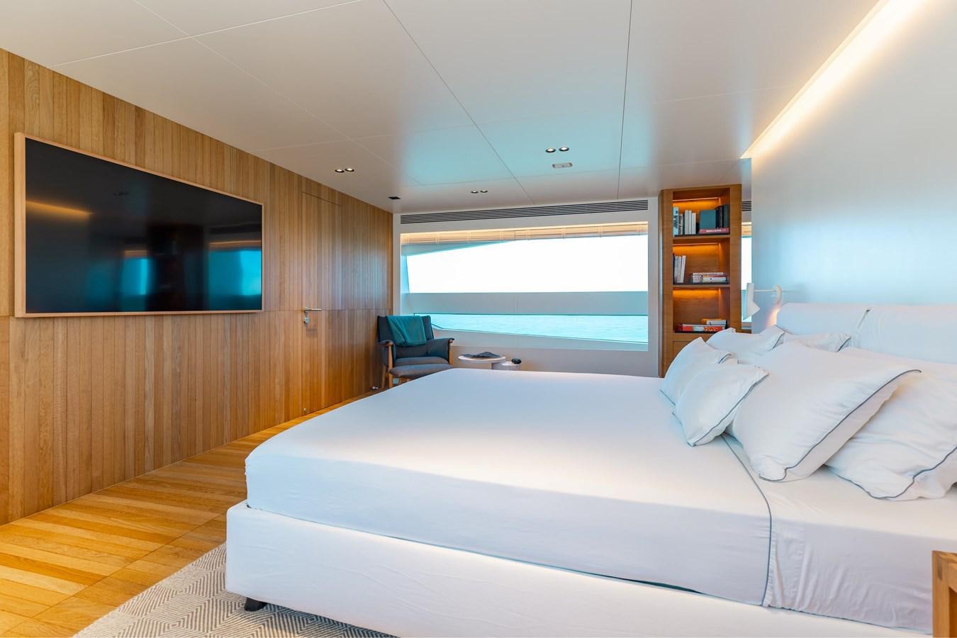 a bed in a room aboard ADAGIO Yacht for Sale
