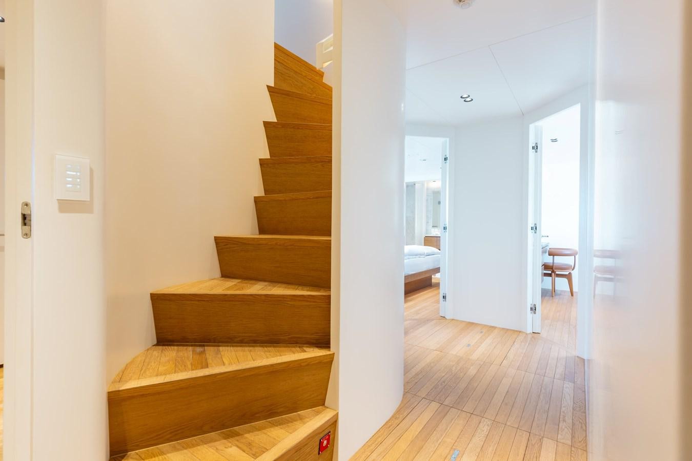 a staircase in a house aboard ADAGIO Yacht for Sale