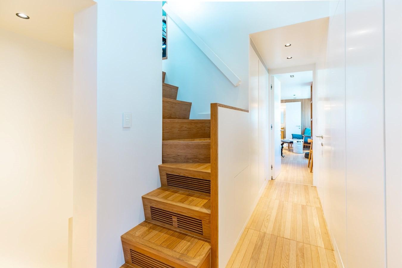 a staircase in a house aboard ADAGIO Yacht for Sale
