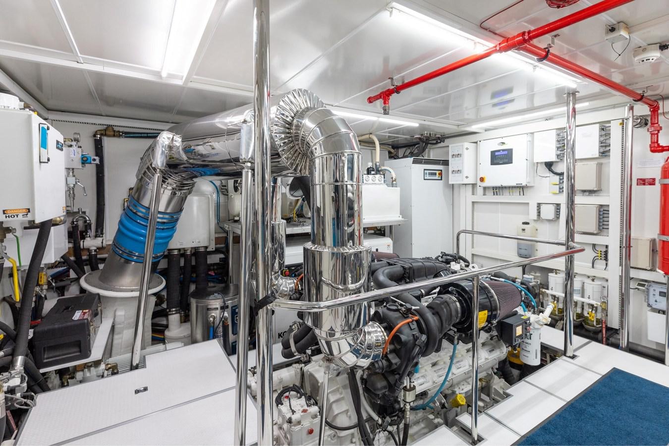 a room with white pipes and tubes aboard ADAGIO Yacht for Sale