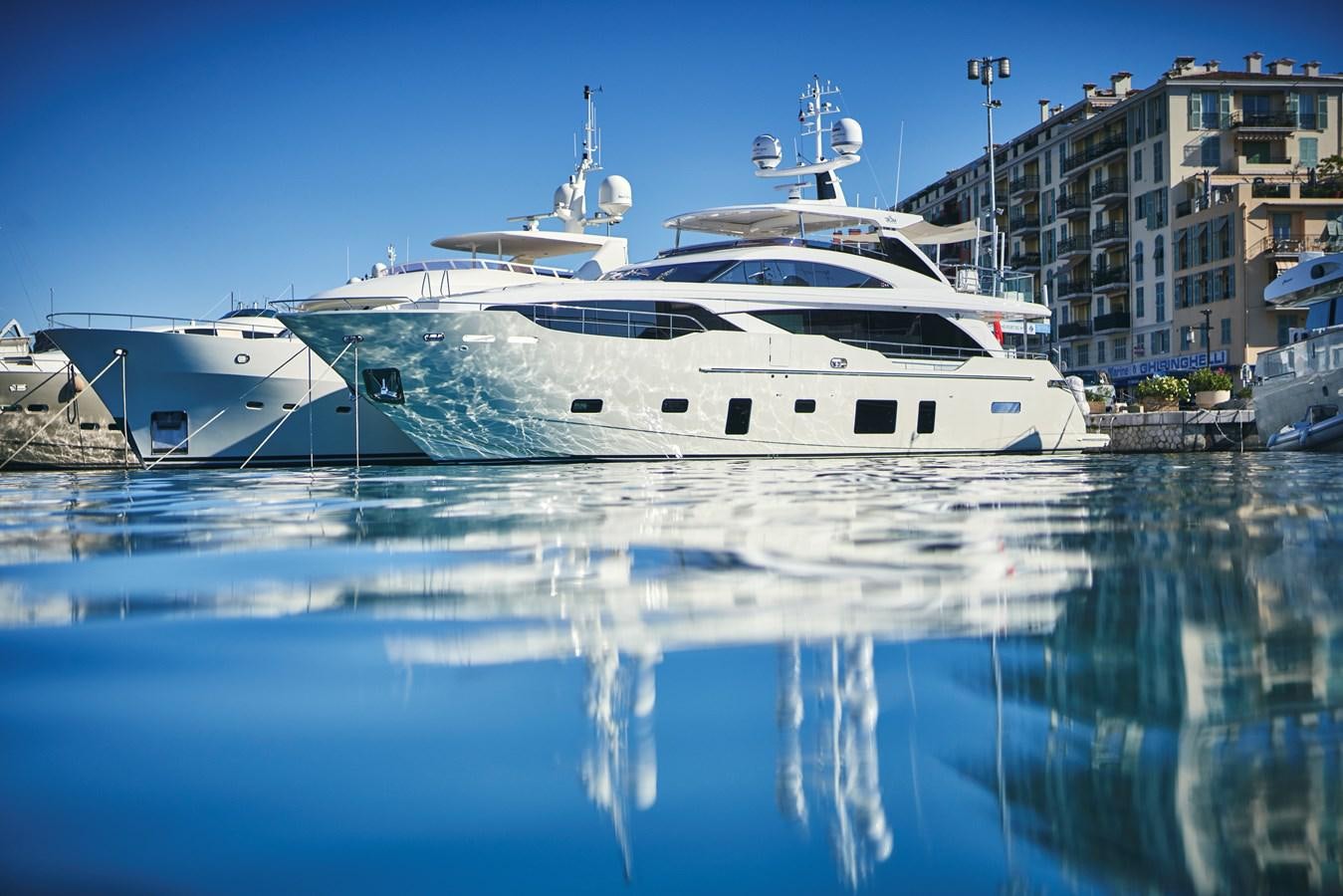 a white yacht in the water aboard NADIRA Yacht for Sale
