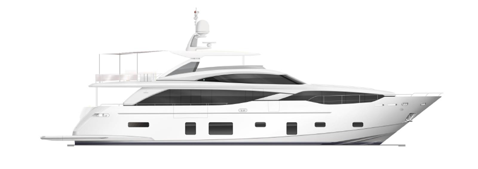 a white yacht with a white background aboard NADIRA Yacht for Sale