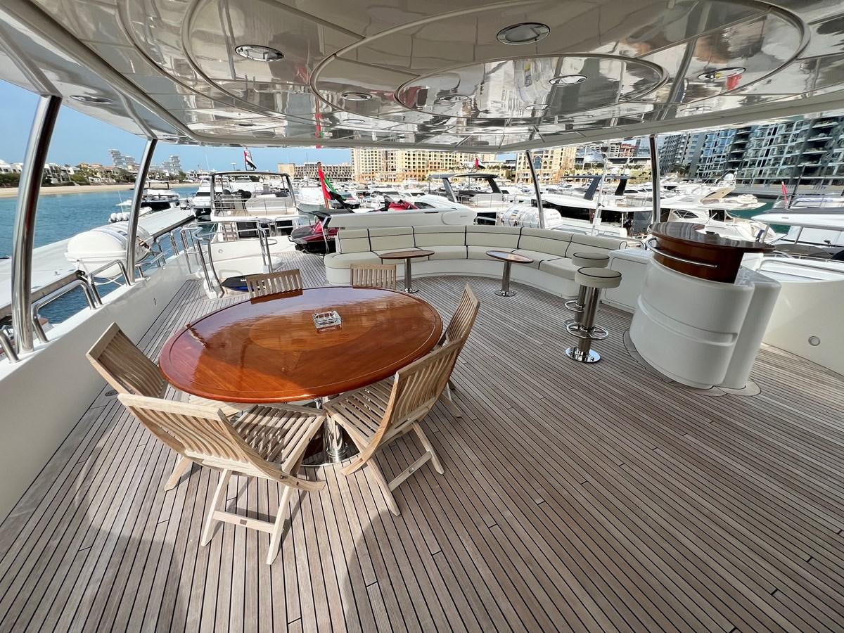 a boat sits on a deck aboard BENETTI 100 Yacht for Sale
