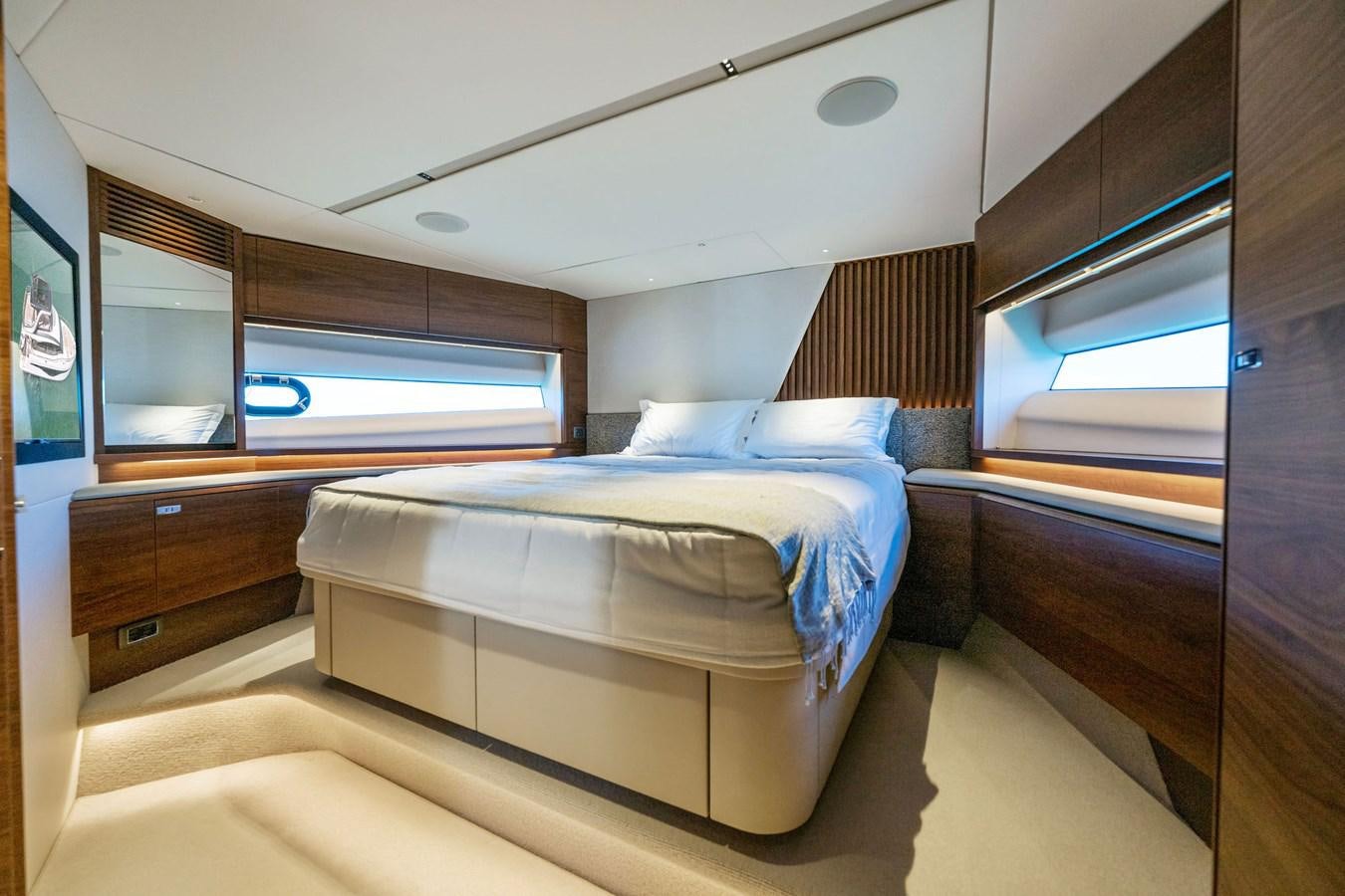 a bed in a room aboard ELIZABETH Yacht for Sale