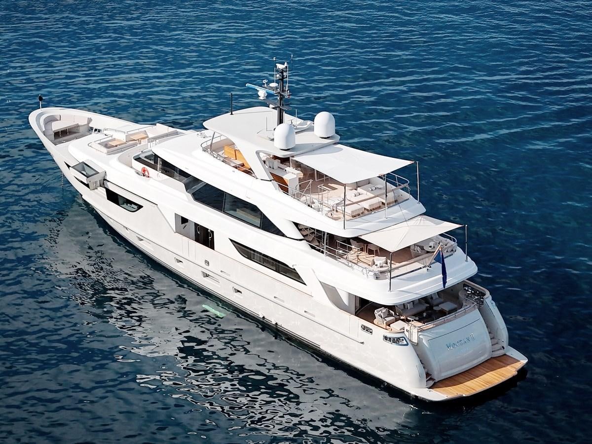 a white boat in the water aboard MOCEAN II Yacht for Sale