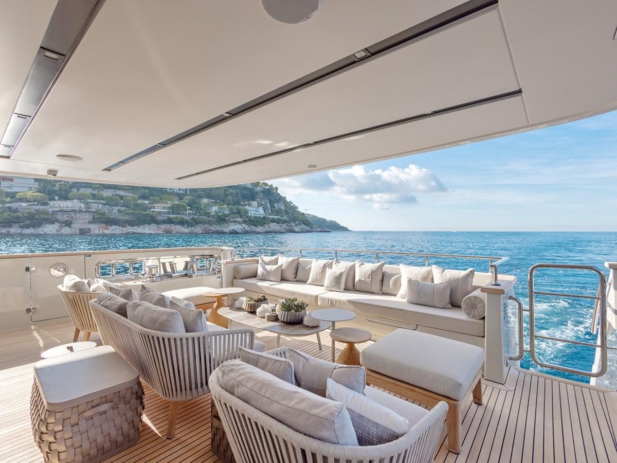 a large living room with a large ocean view aboard MOCEAN II Yacht for Sale