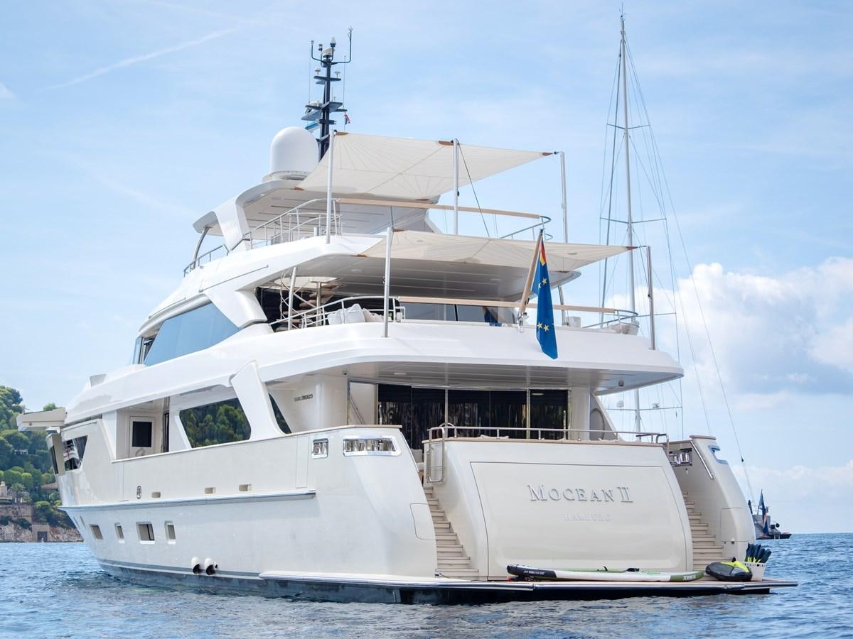 a white boat in the water aboard MOCEAN II Yacht for Sale