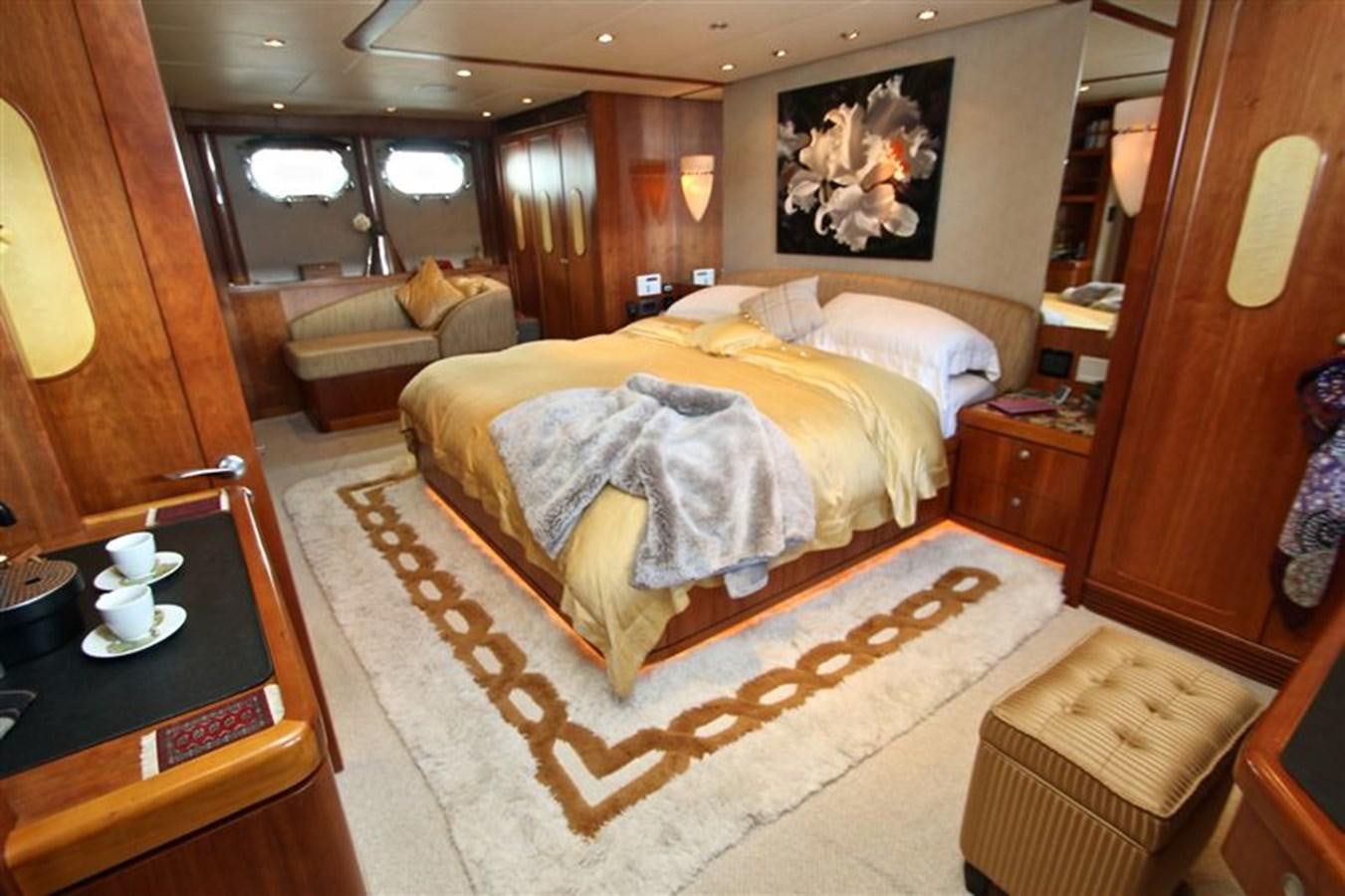 a bed in a room aboard IMPETUS Yacht for Sale