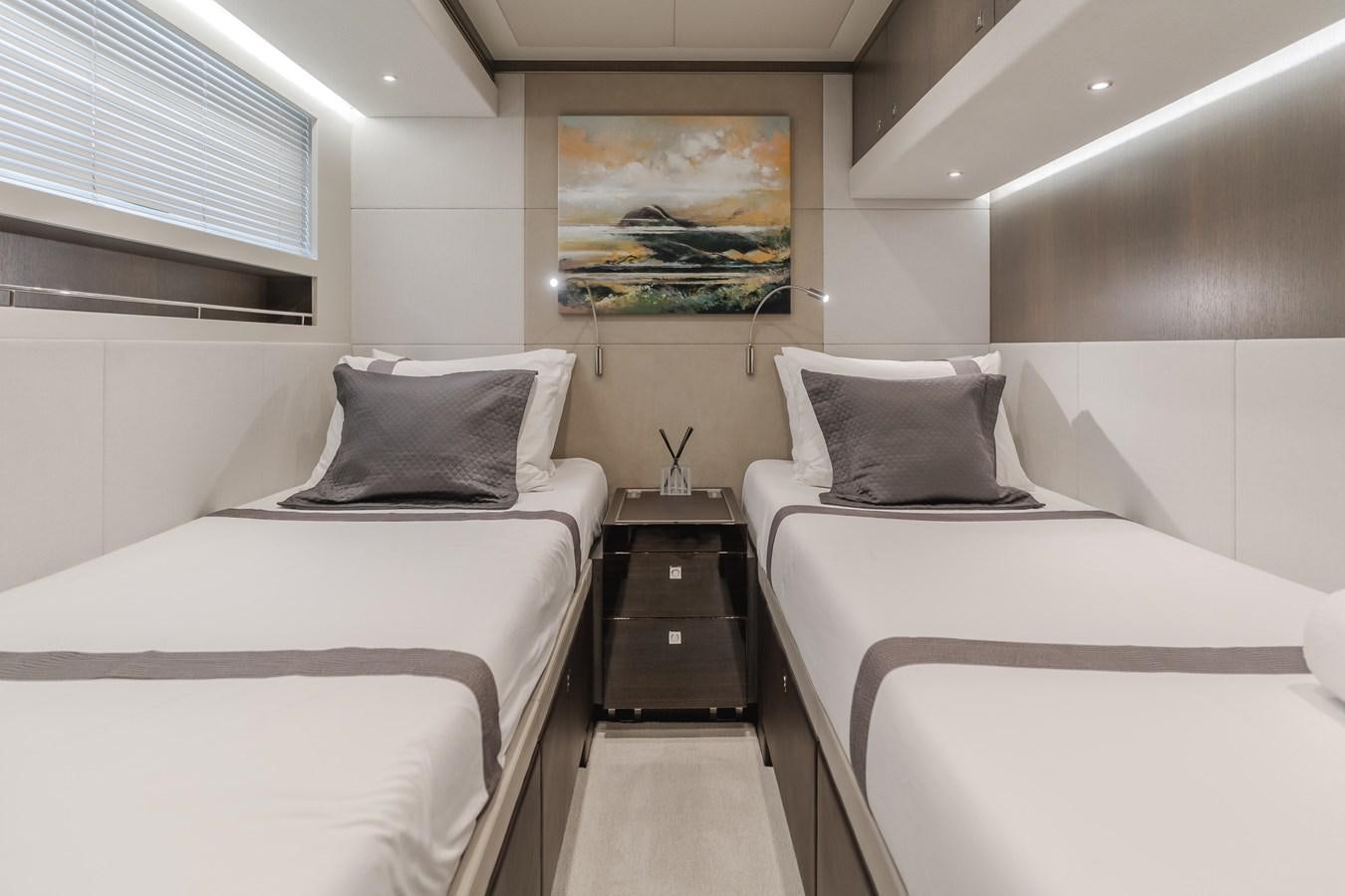 a couple of beds in a room aboard GYRFALCON Yacht for Sale