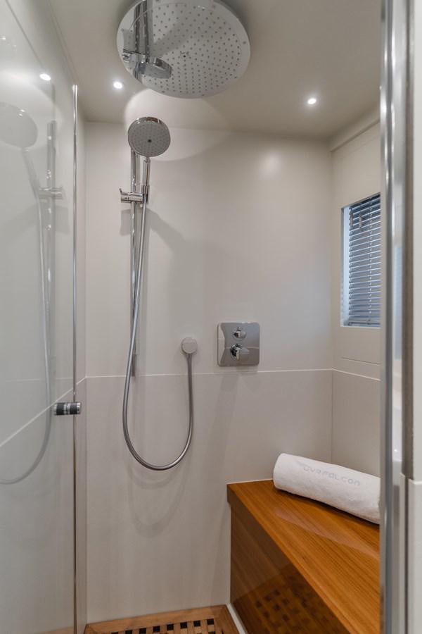 a shower with a mirror aboard GYRFALCON Yacht for Sale