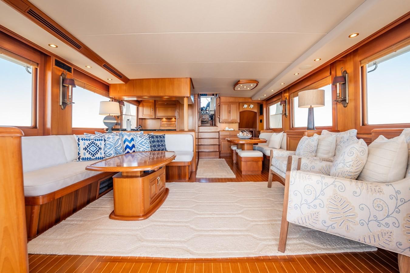 a large living room with a couch and a table aboard BEBA Yacht for Sale