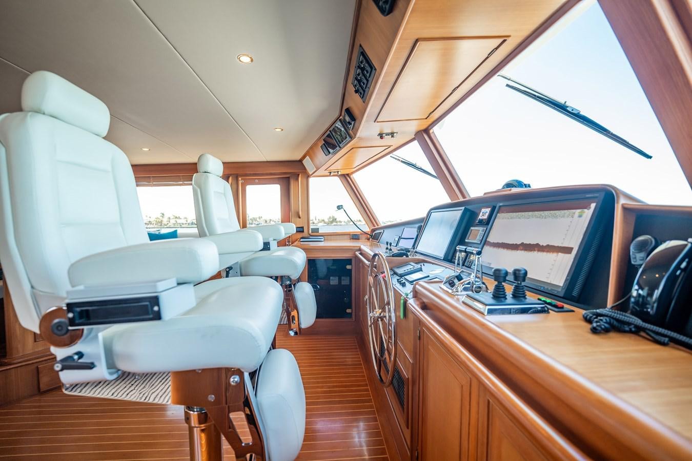 inside of a vehicle with a desk and a computer aboard BEBA Yacht for Sale