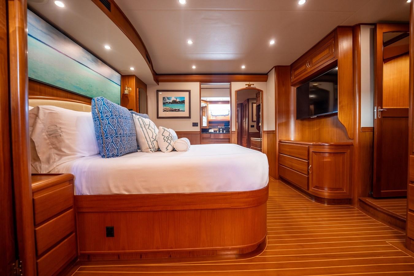a bed in a room aboard BEBA Yacht for Sale