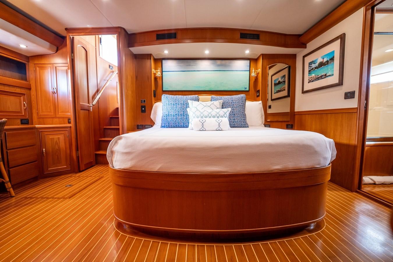 a large bed in a room aboard BEBA Yacht for Sale