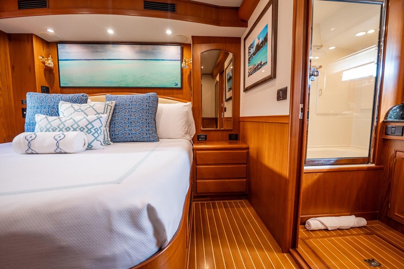 a bed in a room aboard BEBA Yacht for Sale