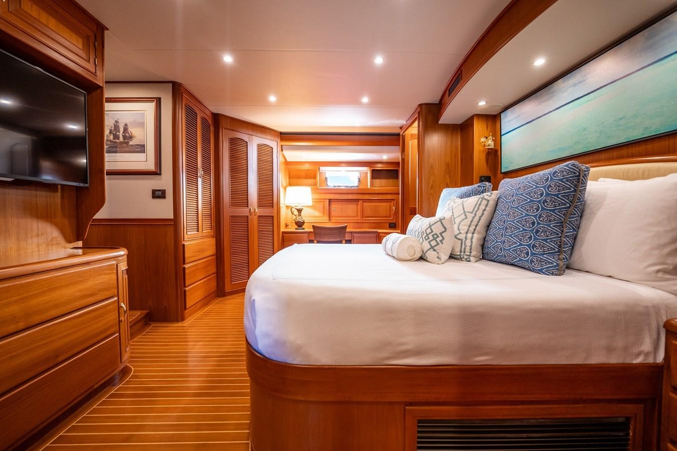 a bed in a room aboard BEBA Yacht for Sale