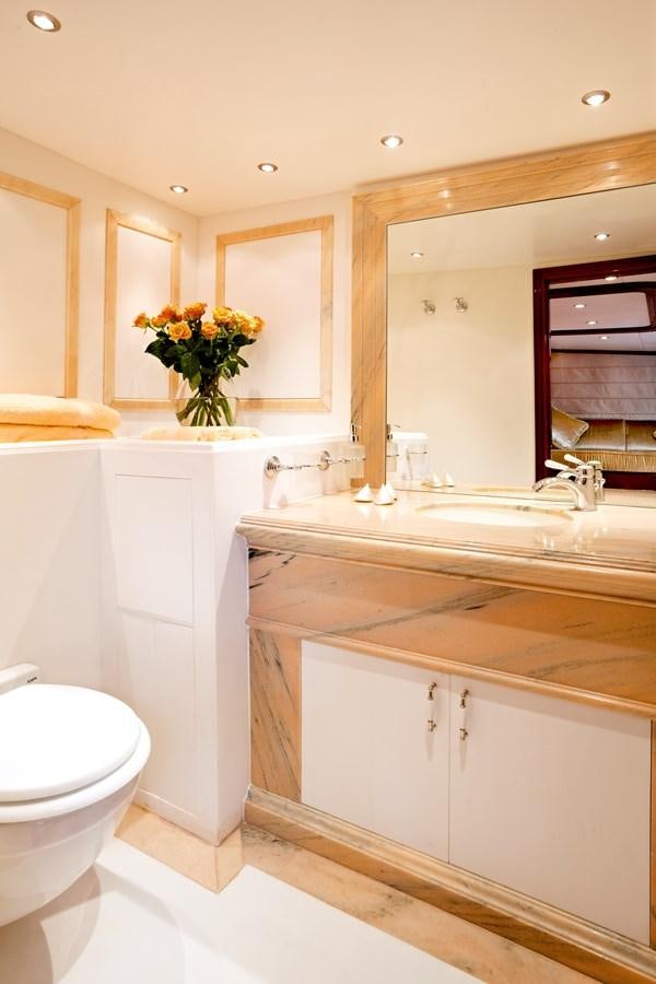 a bathroom with a sink and a toilet aboard IRAKLIS L Yacht for Sale