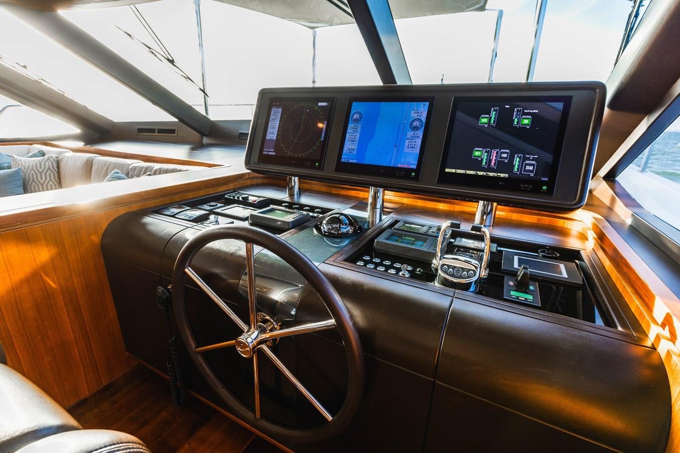 a car with multiple monitors aboard SEE WORTHY Yacht for Sale