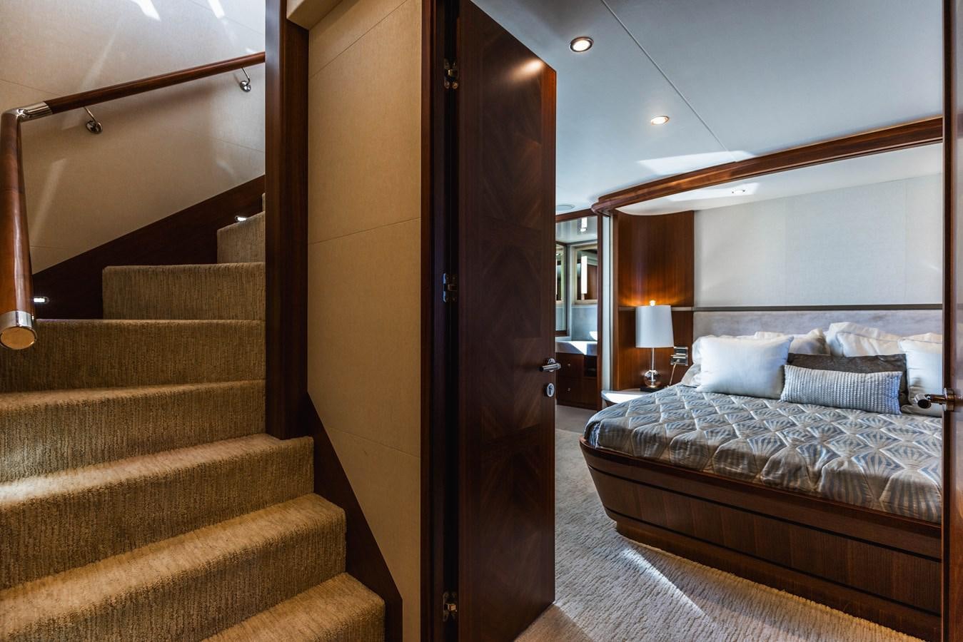 a bed and a couch in a room aboard SEE WORTHY Yacht for Sale