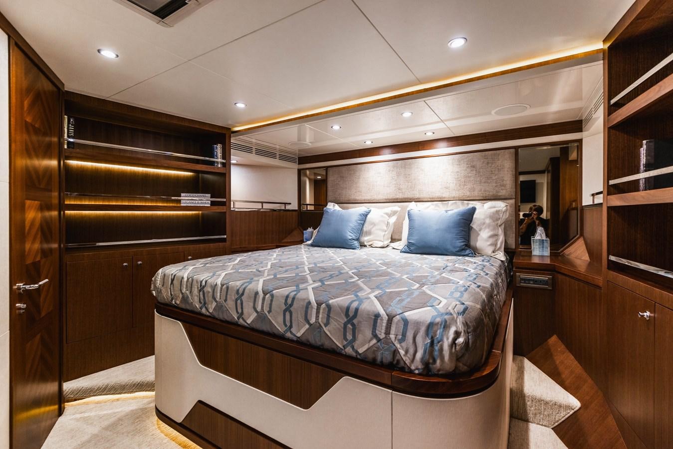 a bed in a room aboard SEE WORTHY Yacht for Sale