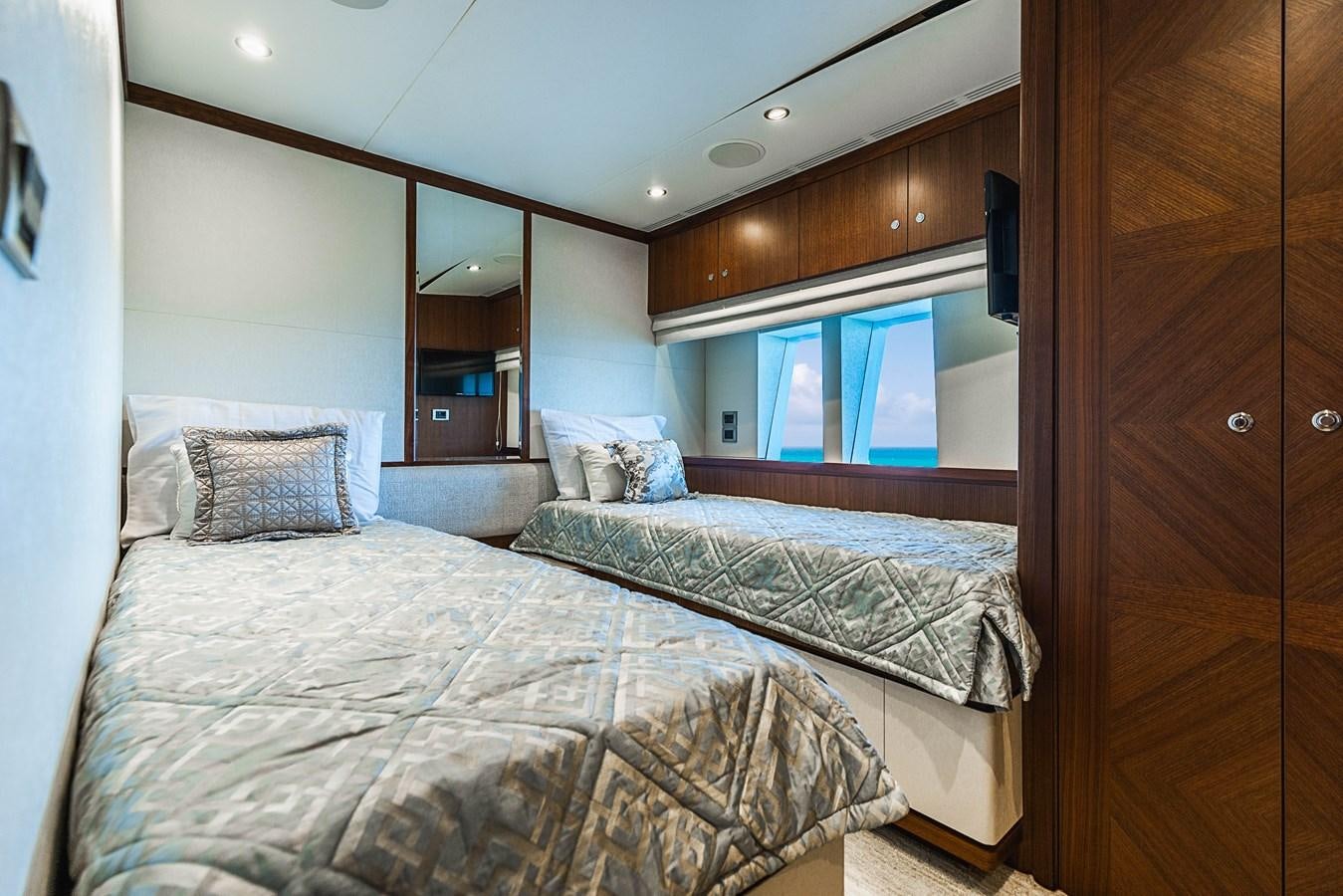a couple of beds in a room aboard SEE WORTHY Yacht for Sale