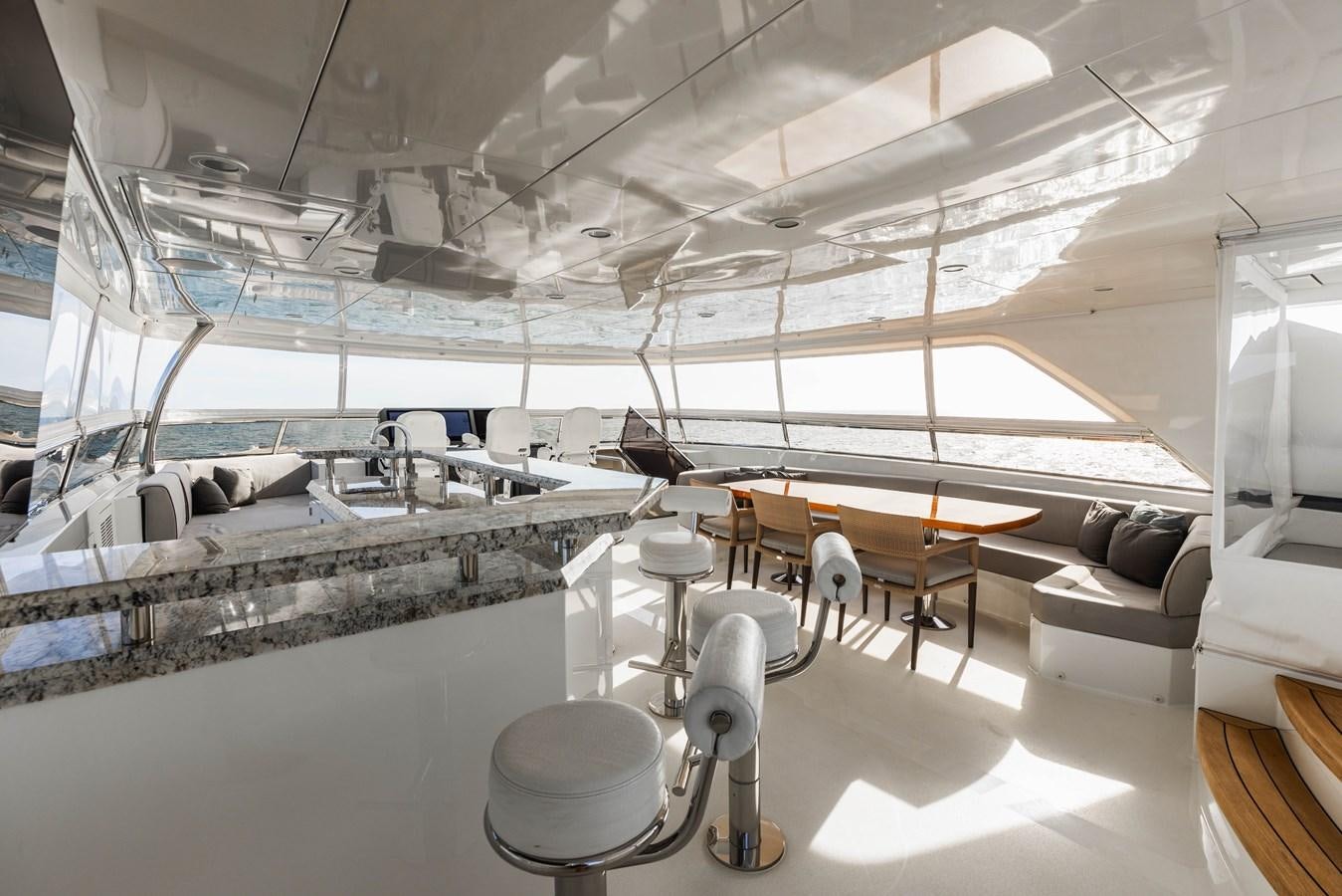 a room with a large glass ceiling aboard SEE WORTHY Yacht for Sale