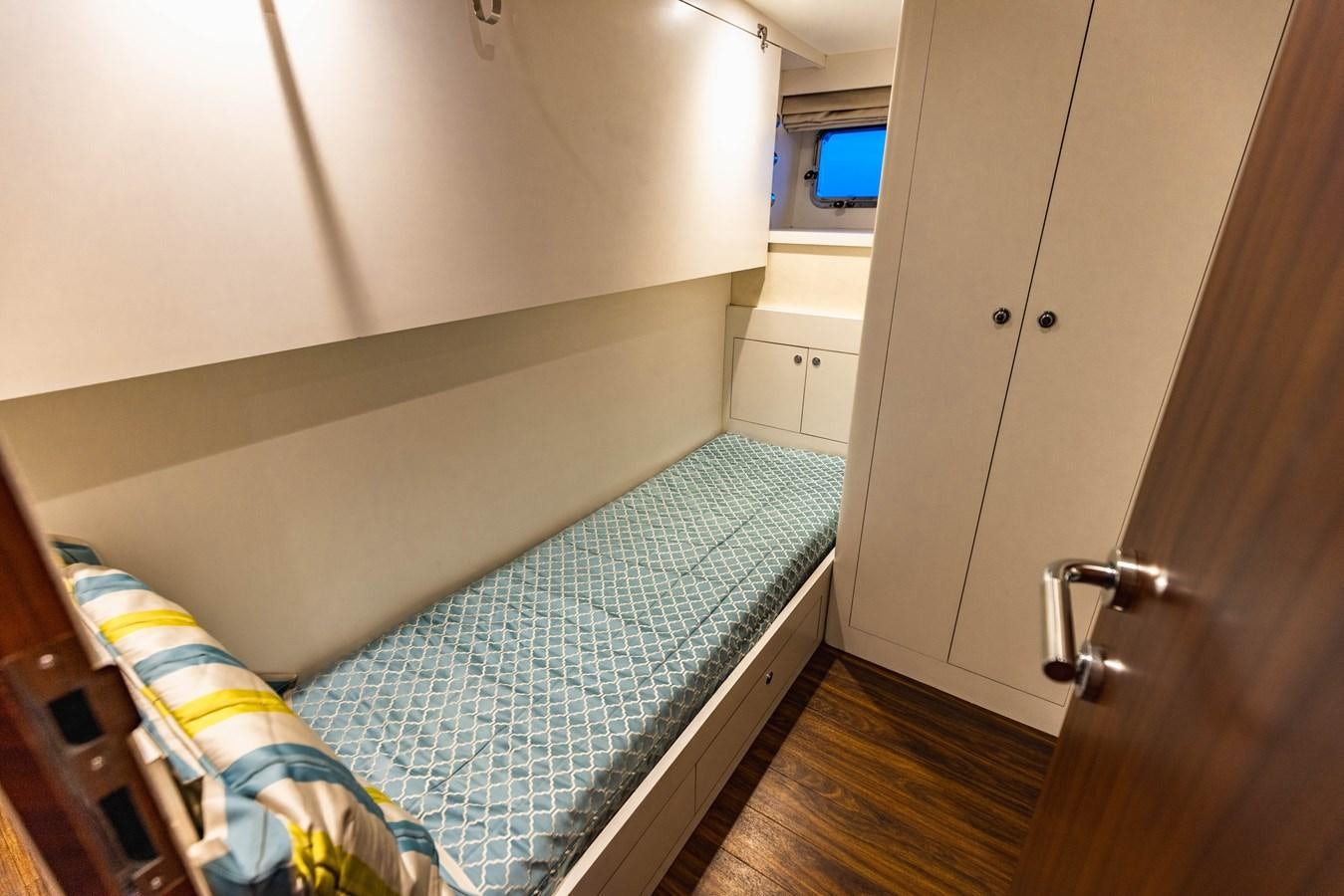 a bed in a room aboard SEE WORTHY Yacht for Sale