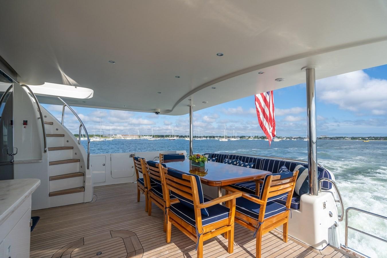 a table on a boat aboard TRANQUILITY Yacht for Sale