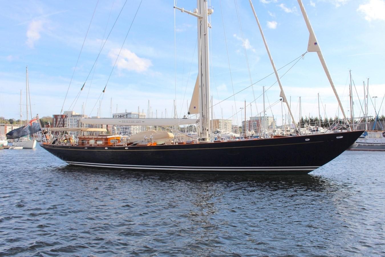 a large ship in the water aboard BRAVEHEART OF SARK Yacht for Sale