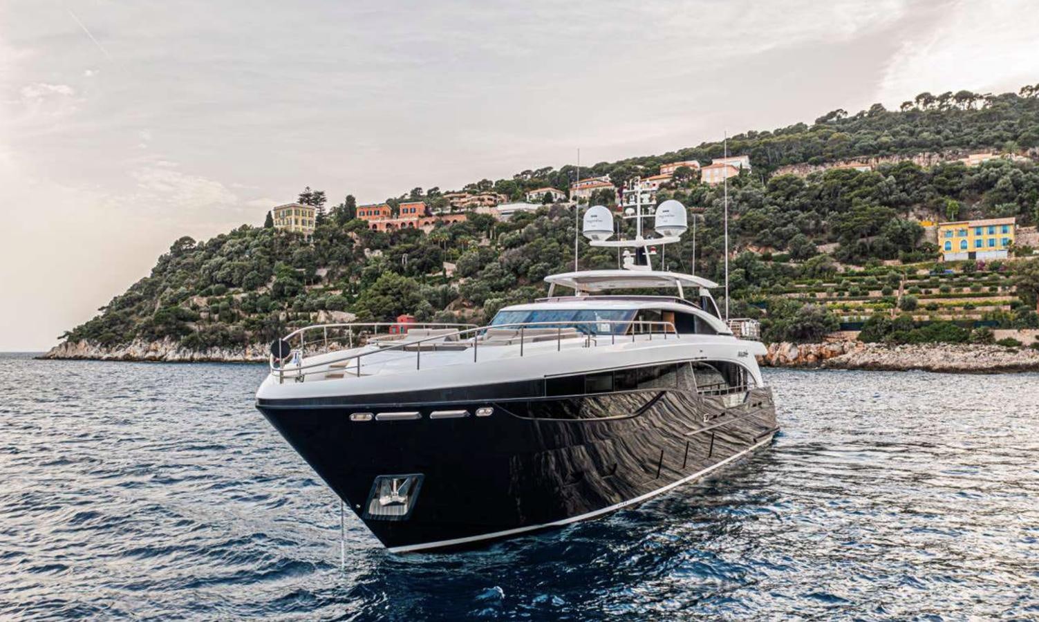 a boat in the water aboard PRINCESS 35M AVALON Yacht for Sale