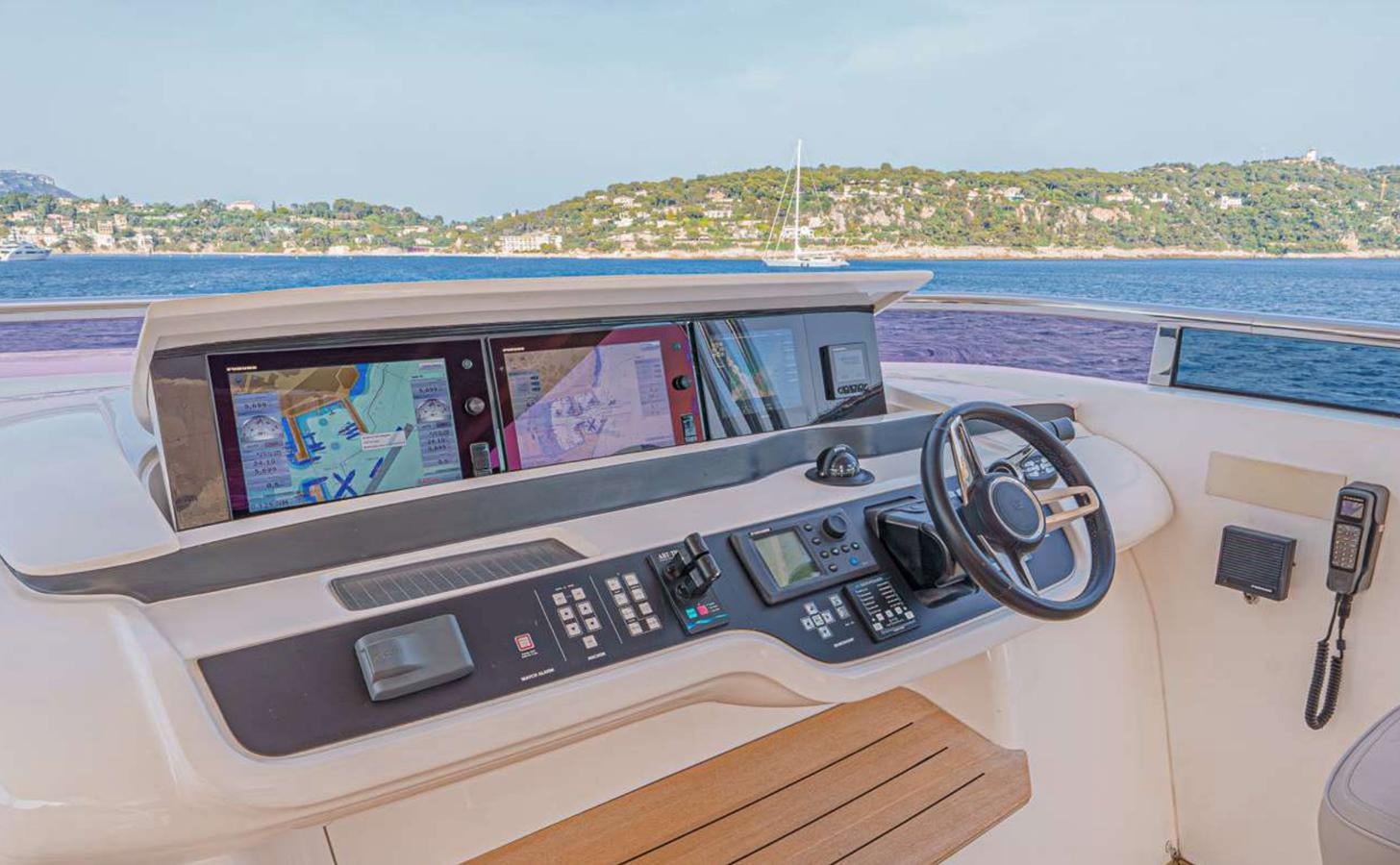 a dashboard of a car aboard PRINCESS 35M AVALON Yacht for Sale