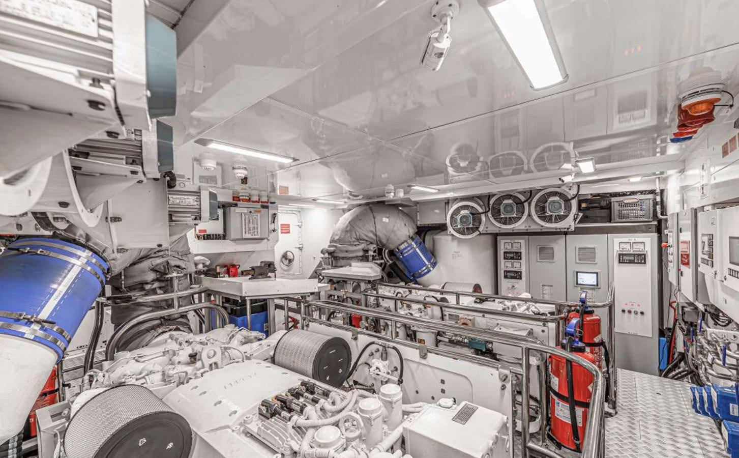 a room with machinery and equipment aboard PRINCESS 35M AVALON Yacht for Sale