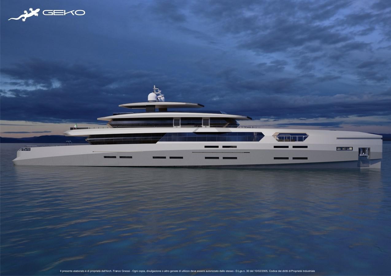 a white yacht in the water aboard GEKO Yacht for Sale