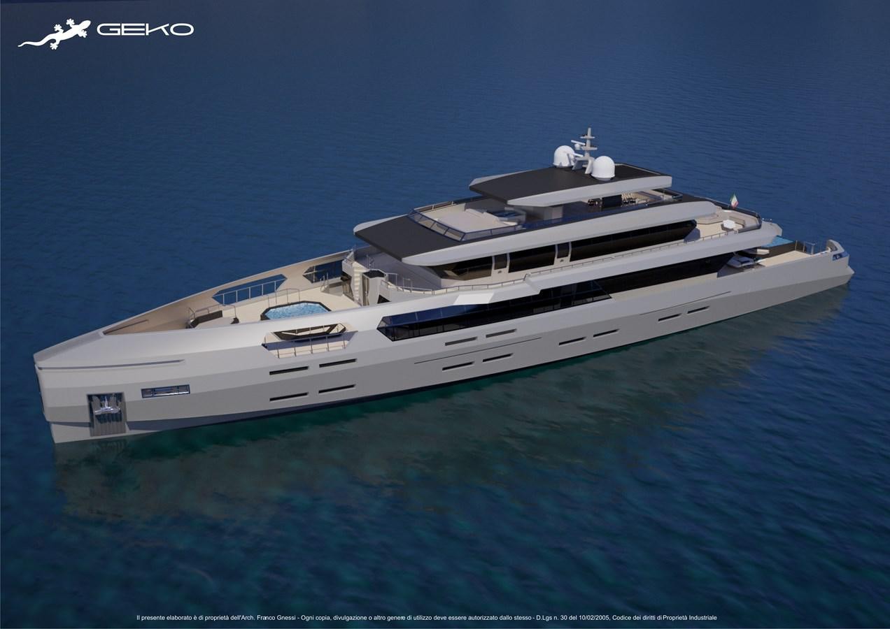 a white yacht in the water aboard GEKO Yacht for Sale