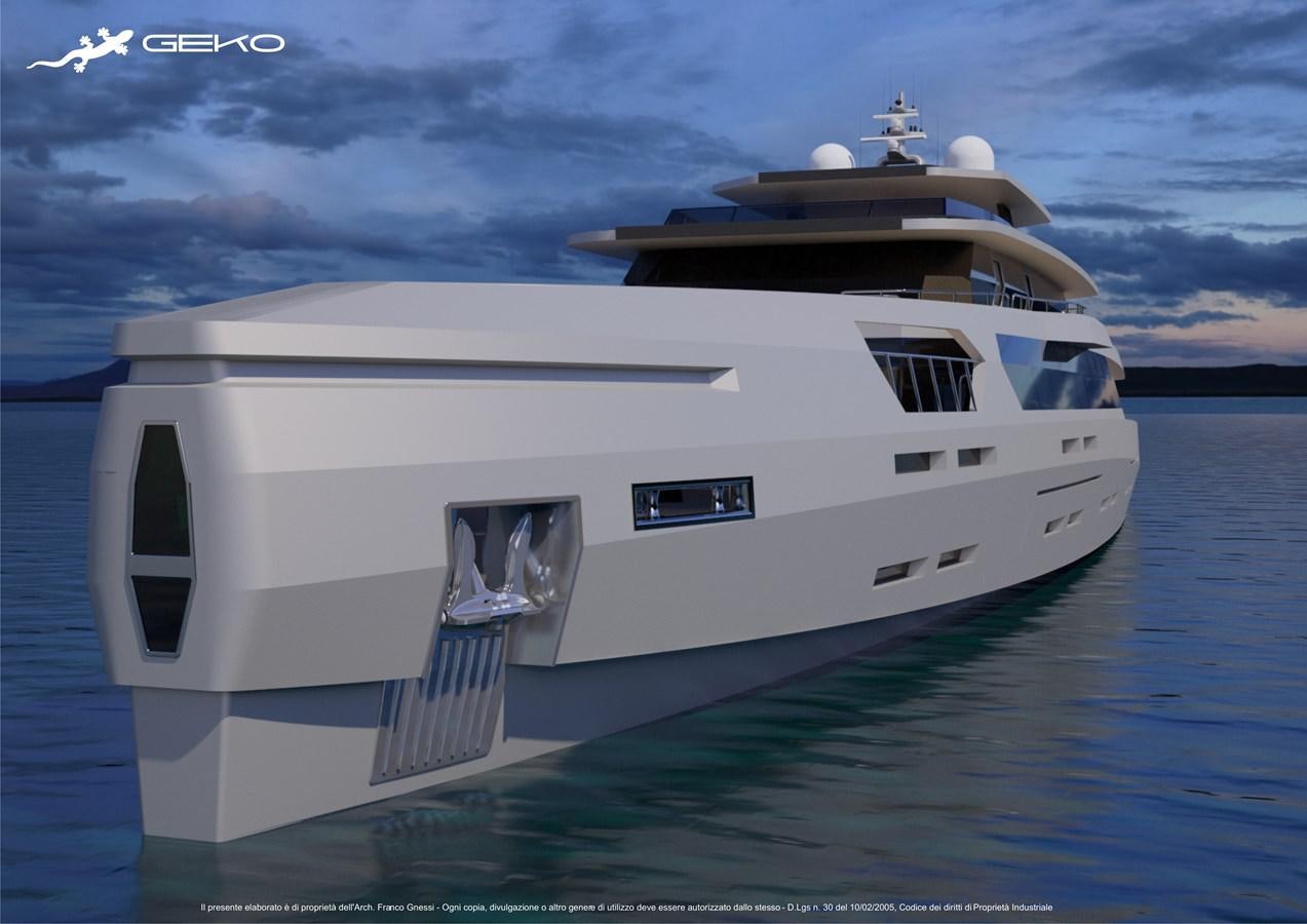 a white yacht in the water aboard GEKO Yacht for Sale