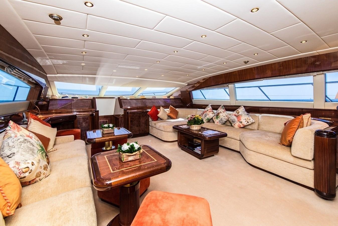 a living room with a large window aboard PHANTOM Yacht for Sale