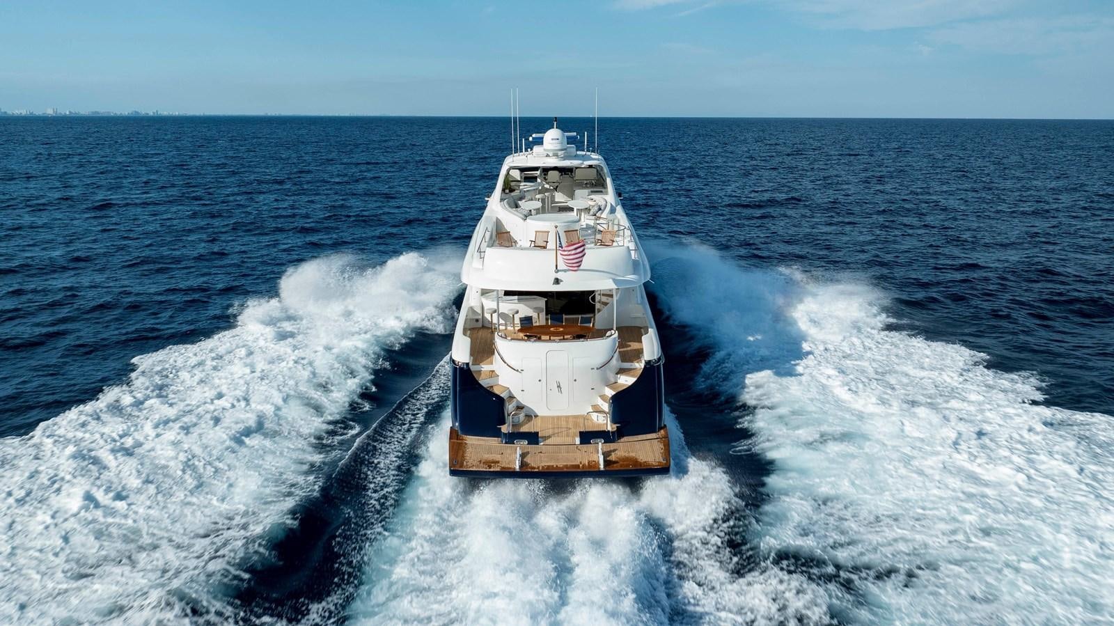 a ship on the water aboard LAZZARA 116 OPEN BRIDGE Yacht for Sale