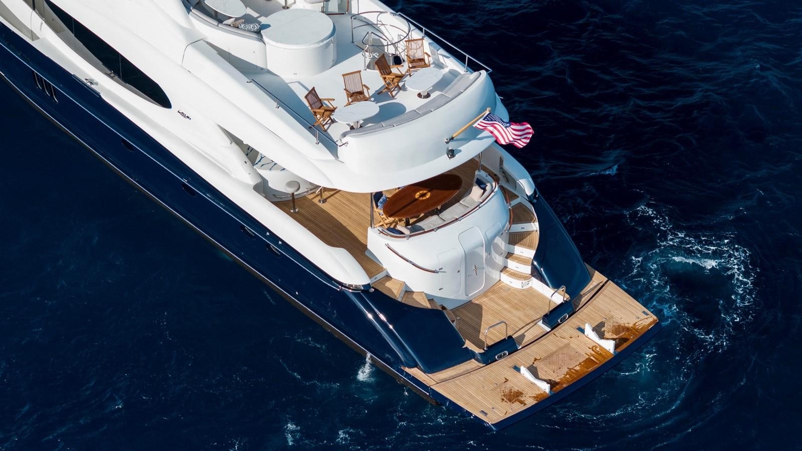a boat on the water aboard LAZZARA 116 OPEN BRIDGE Yacht for Sale