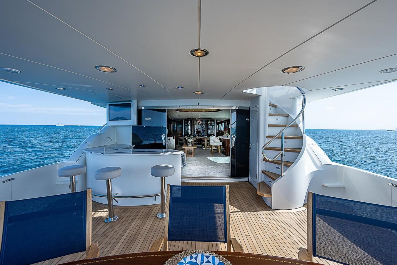 a boat is parked in the water aboard LAZZARA 116 OPEN BRIDGE Yacht for Sale