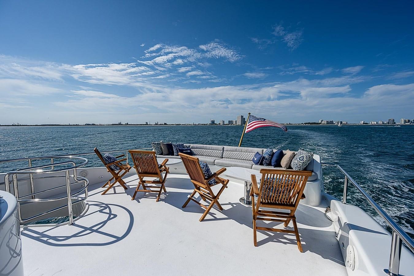 chairs on a boat aboard LAZZARA 116 OPEN BRIDGE Yacht for Sale