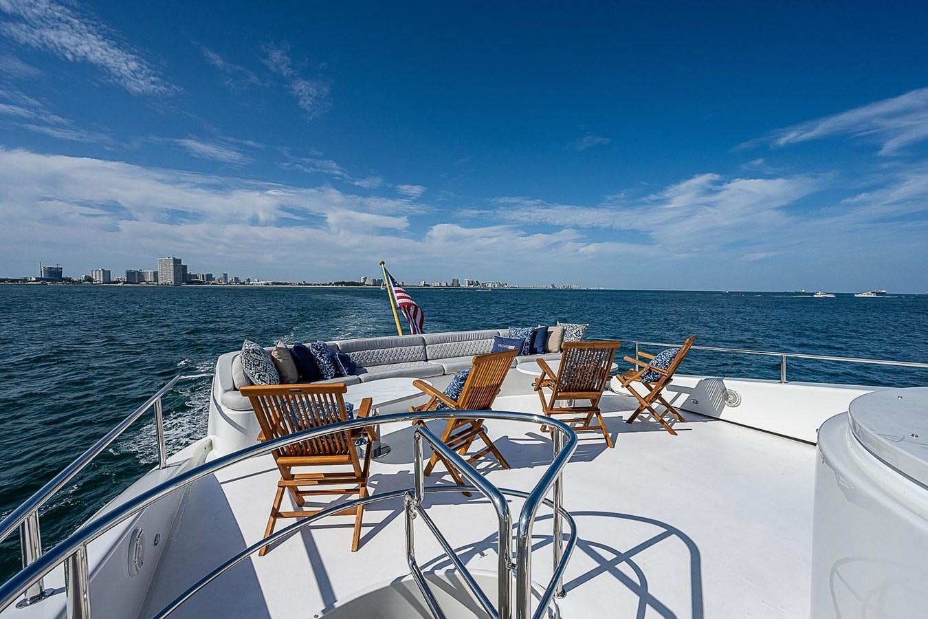a boat on the water aboard LAZZARA 116 OPEN BRIDGE Yacht for Sale