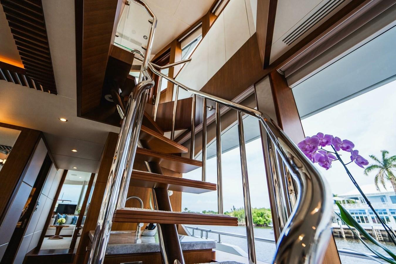 a staircase with a railing aboard NEW ARRIVAL Yacht for Sale