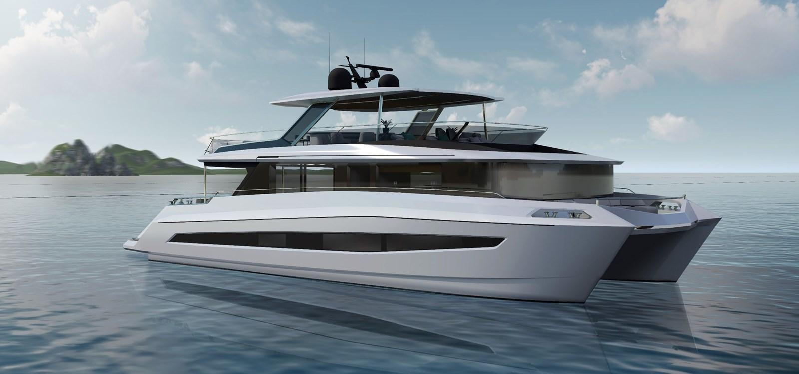 a white yacht on the water aboard XCEL 70 Yacht for Sale