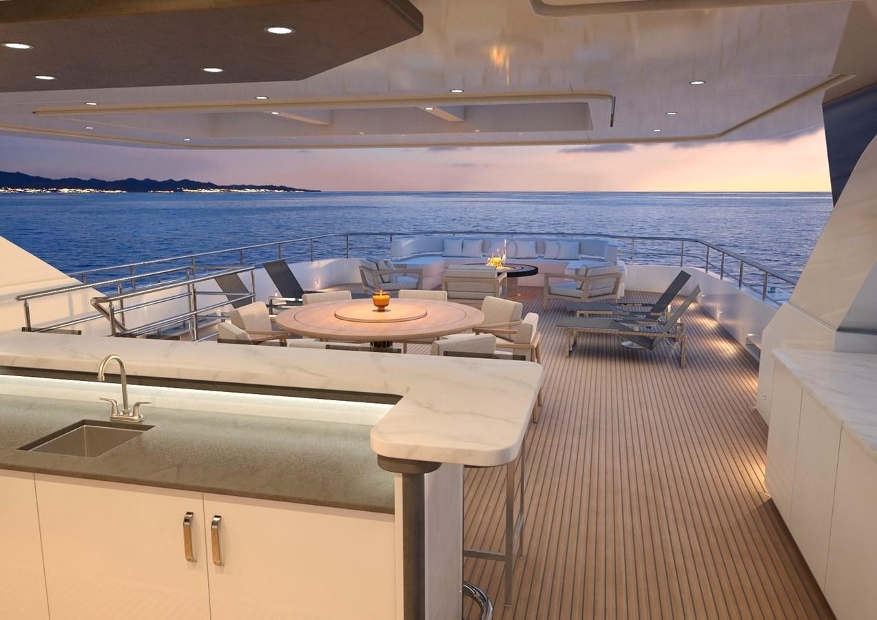 a modern looking kitchen with a large pool aboard PROJECT 515 180#2 Yacht for Sale