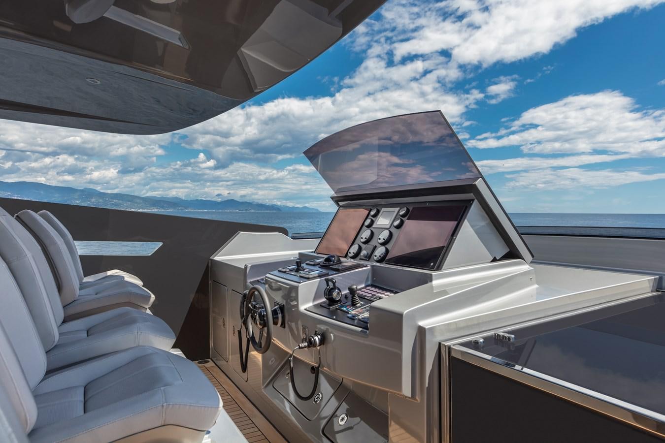 a space ship with a satellite dish aboard CHORUSLINE Yacht for Sale