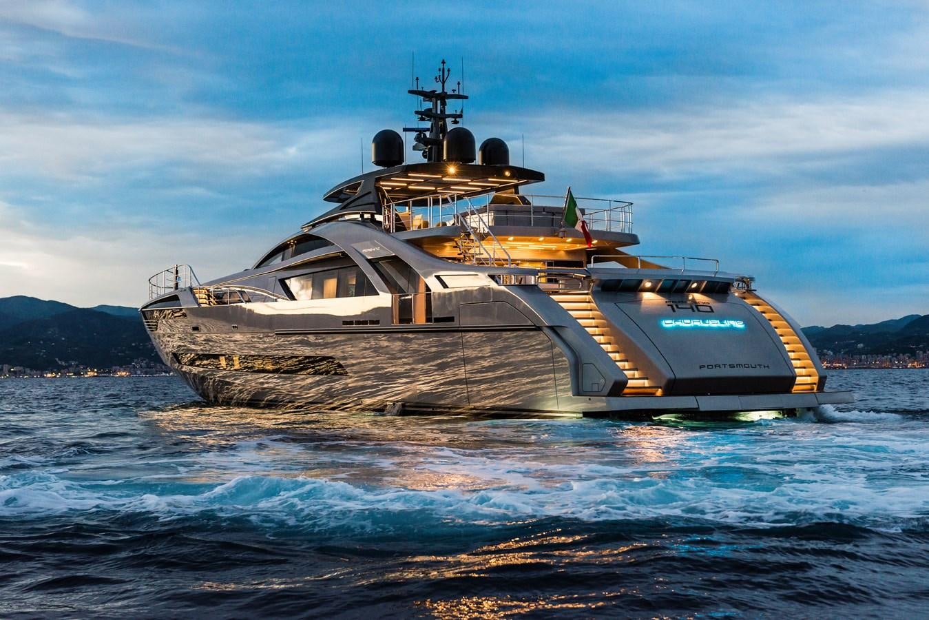 a large ship on the water aboard CHORUSLINE Yacht for Sale