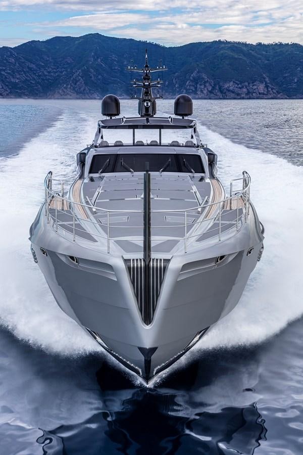a white boat in the water aboard CHORUSLINE Yacht for Sale
