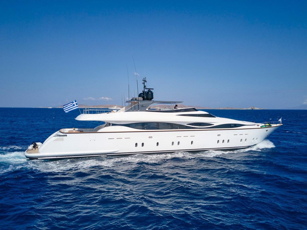a white yacht in the water aboard WHITE KNIGHT Yacht for Sale