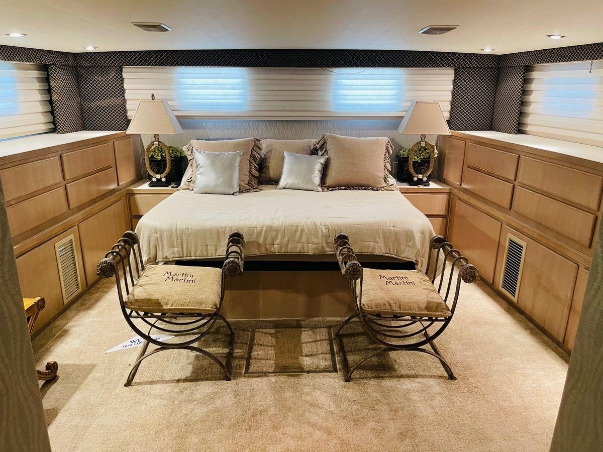 a bed in a room aboard MARTINI MARTINI Yacht for Sale