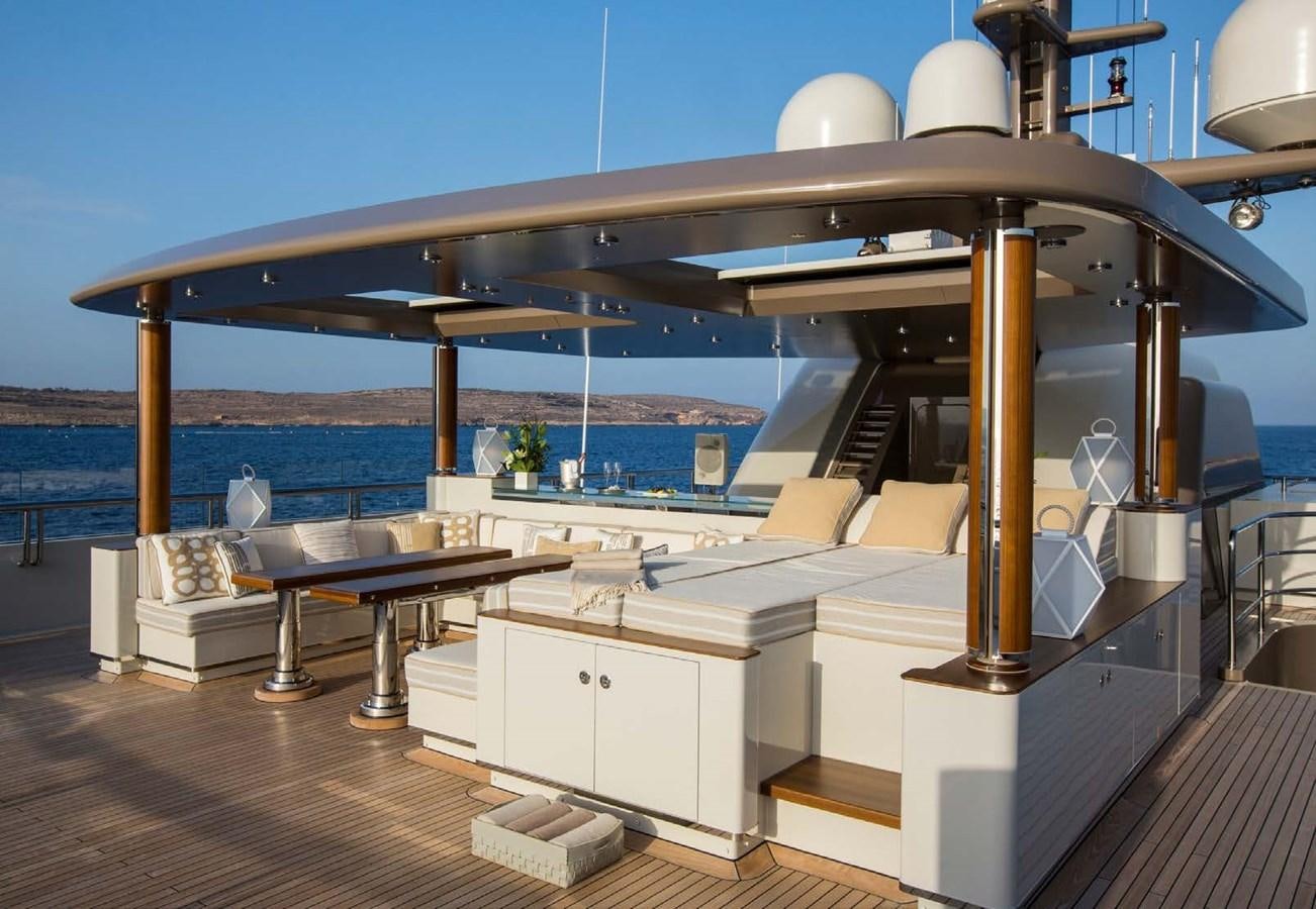 a room with a large white table and a large white building with a large white dome and a aboard POLAR STAR Yacht for Sale